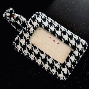 Anna Griffin Two's Company Black & White Houndstooth Plaid Luggage Tag - NWOT